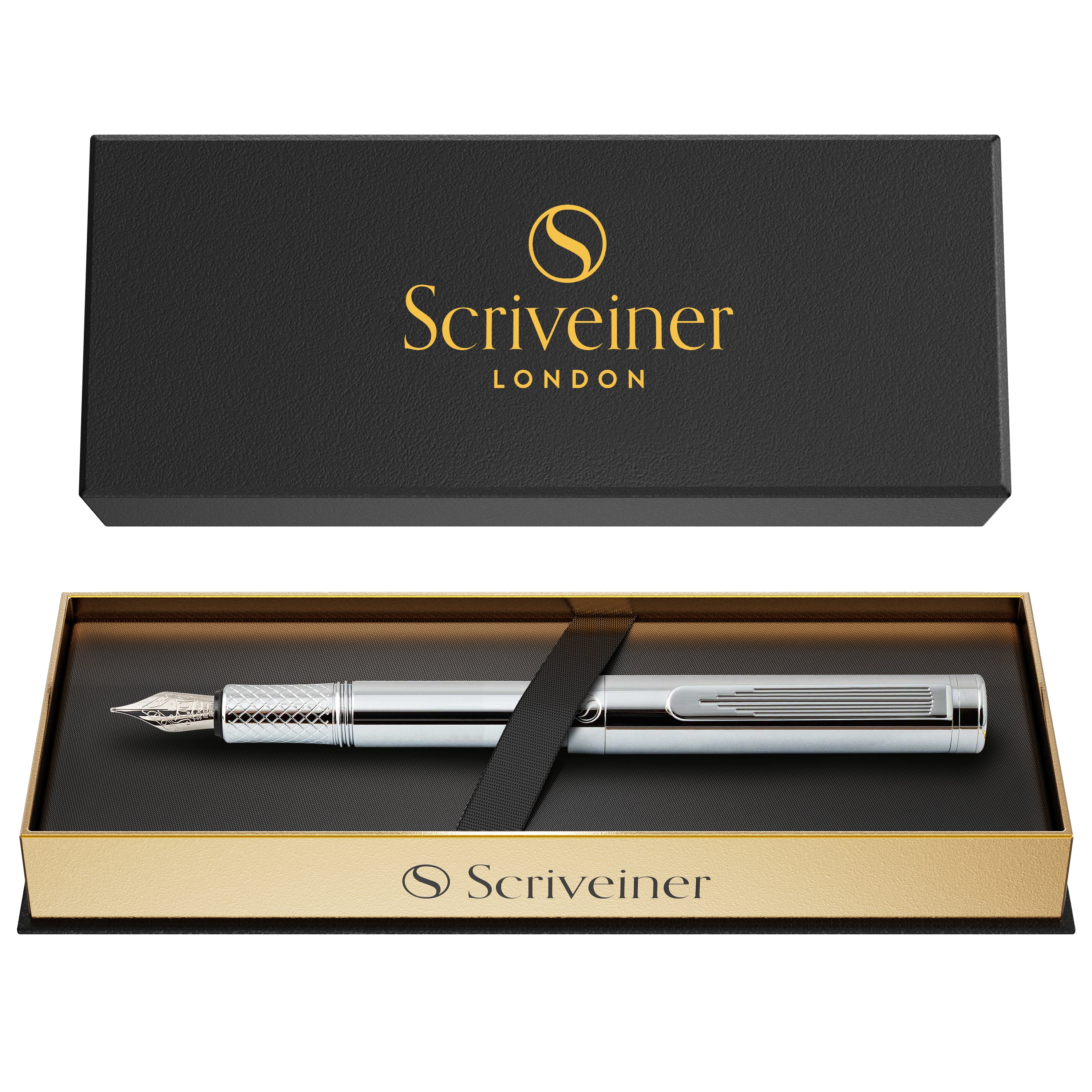 Scriveiner Pocket Pen Silver Chrome Fountain Pen - Medium Nib