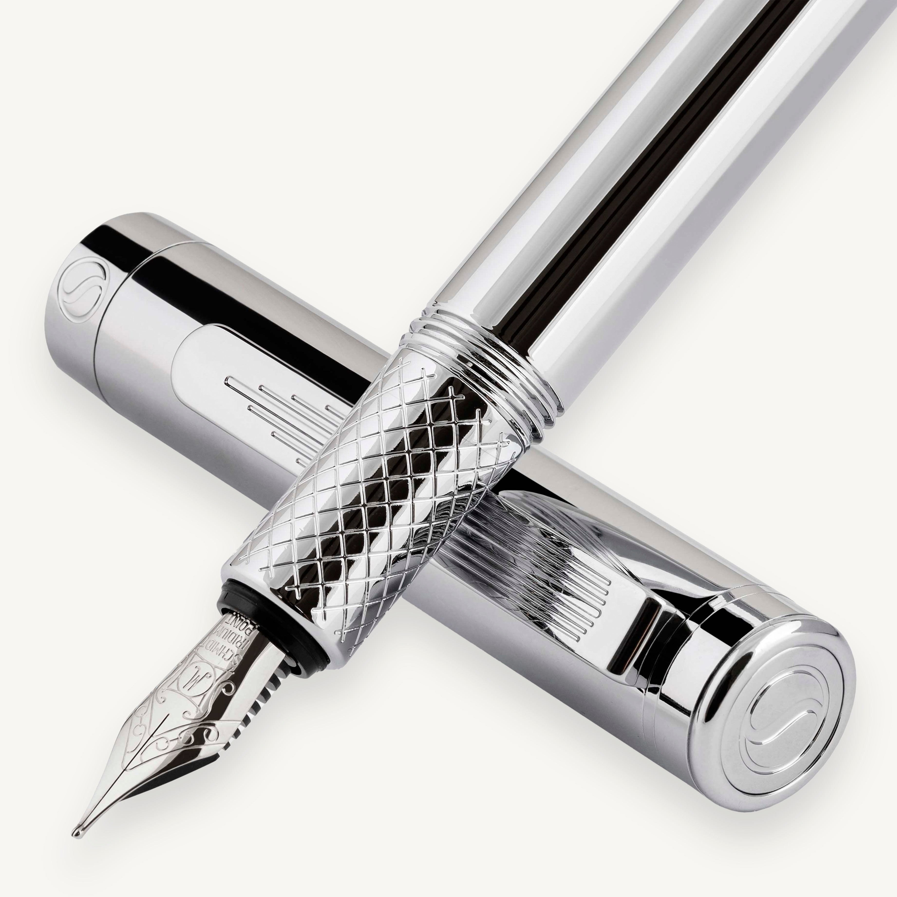 Scriveiner Pocket Pen Zilver Chroom Vulpen - Medium Vulstuk