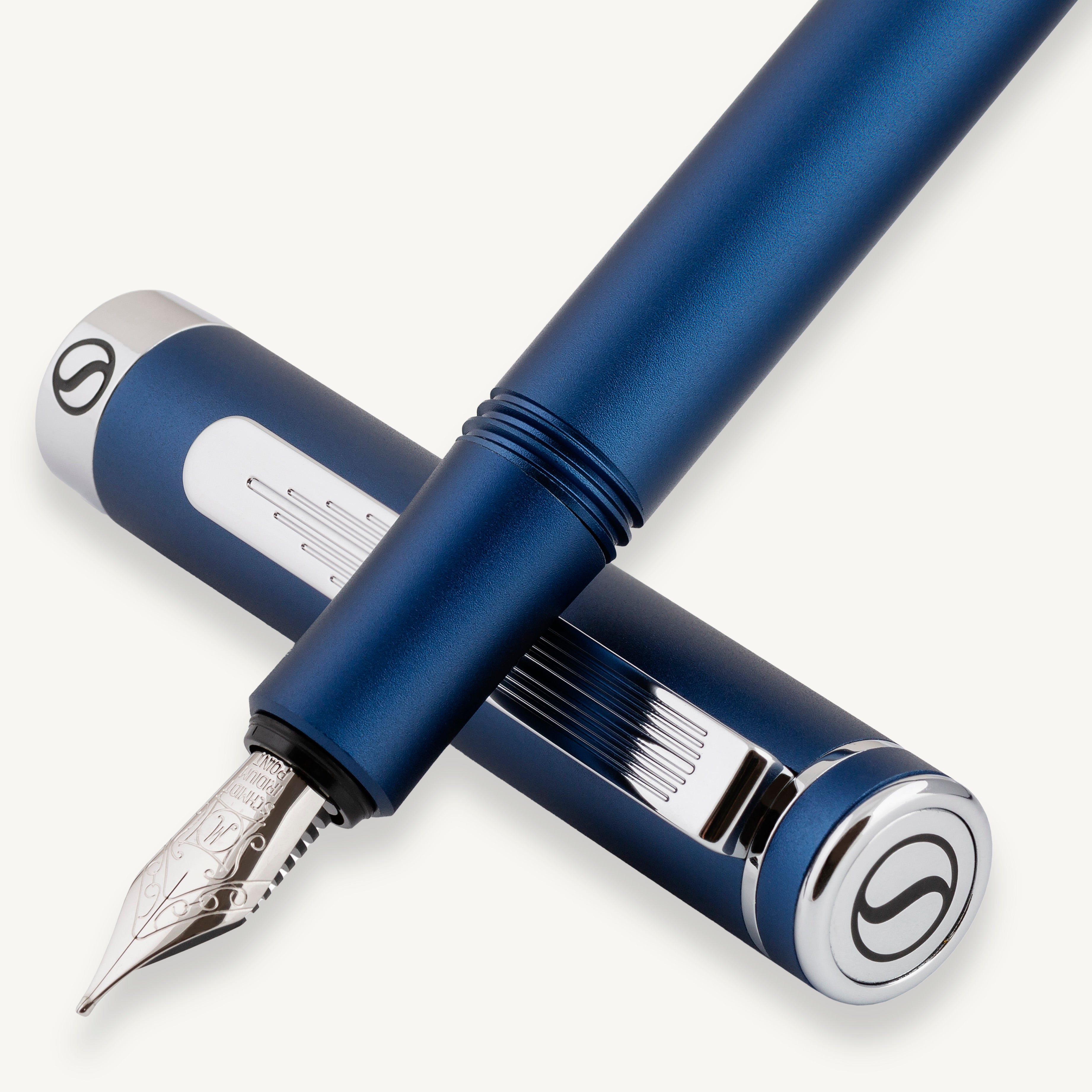 Scriveiner Pocket Pen Mat Blauw Vulpen - Medium Vulstuk