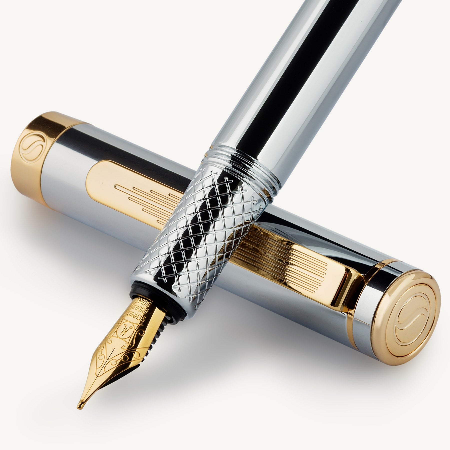 Scriveiner Pocket Pen Zilver Goud Vulpen - Medium Vulstuk