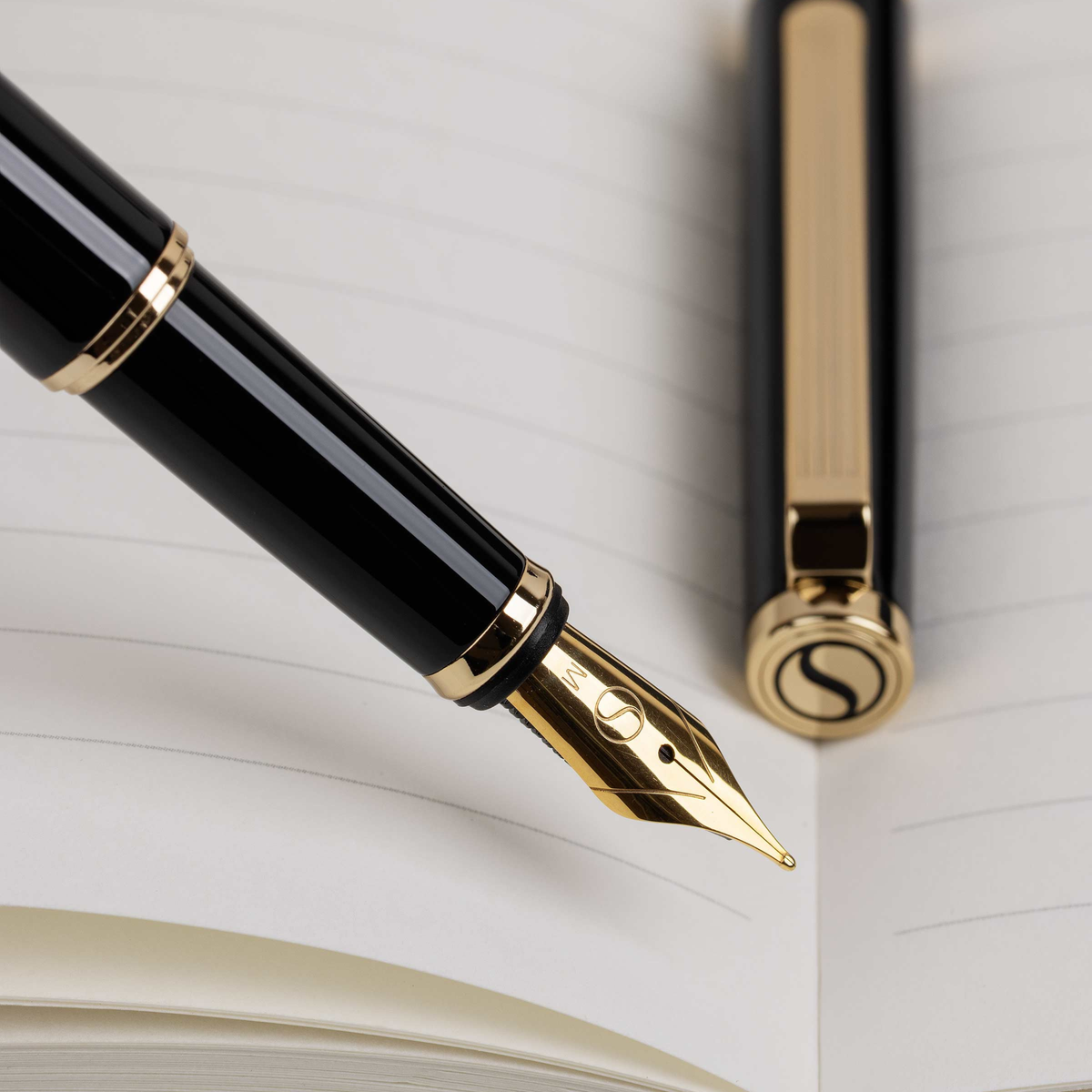 Scriveiner Premium Daily Black Gold Fountain Pen (Fine Nib)