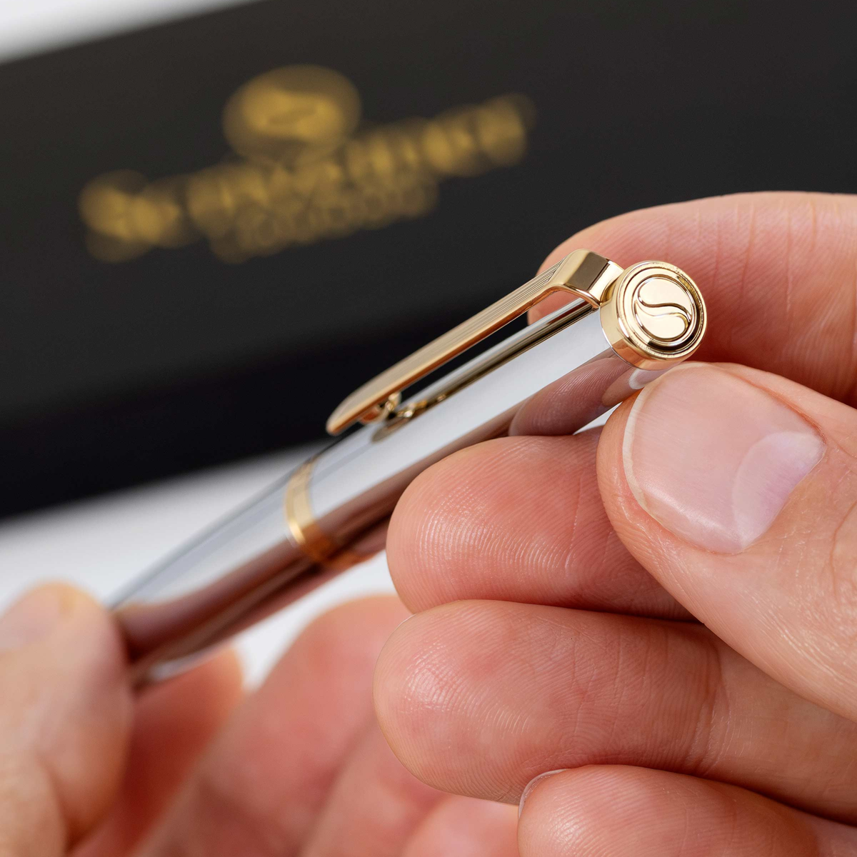 Scriveiner Premium Daily Silver Gold Fountain Pen (Medium Nib)