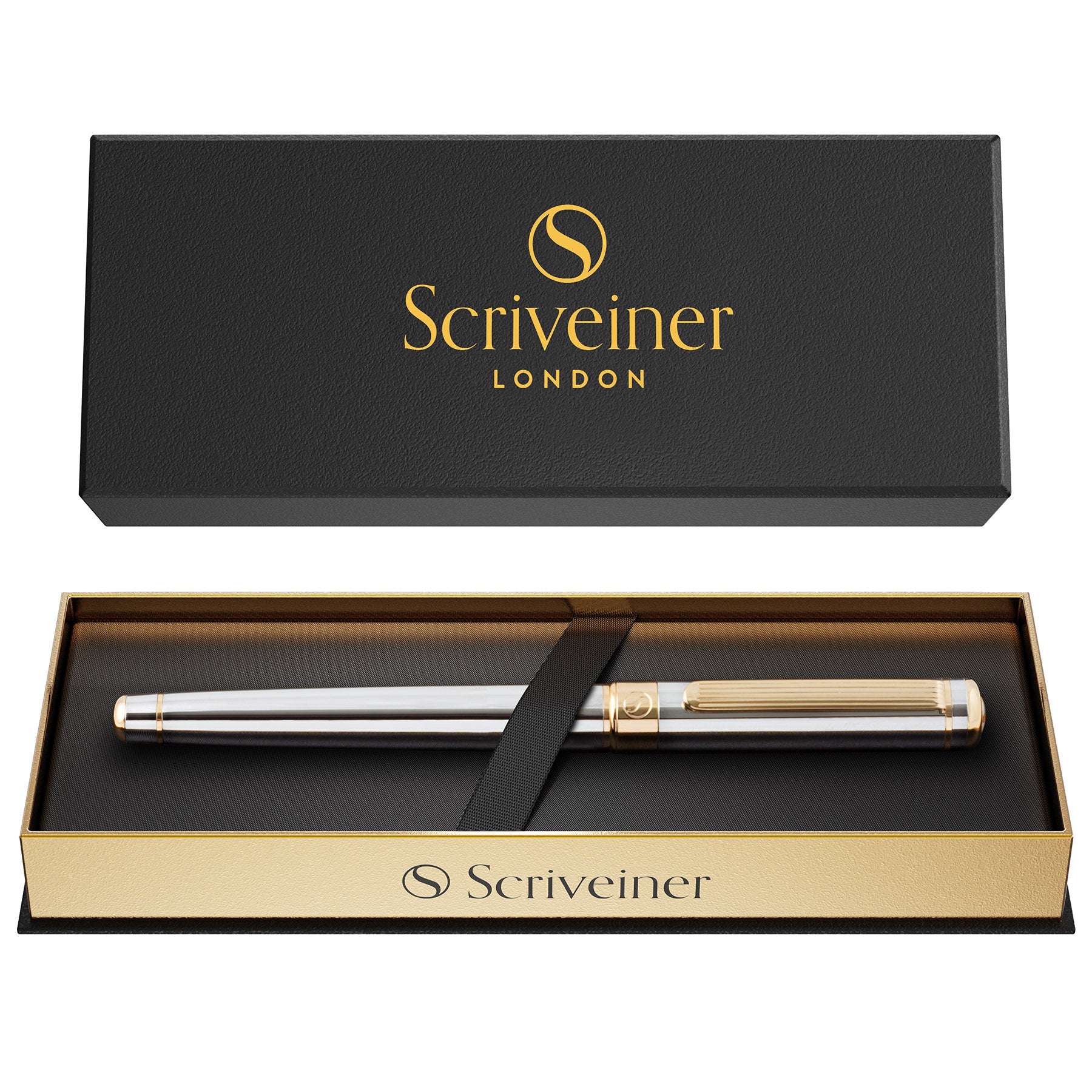 Scriveiner Klassischer Silberner Chrom-Rollerball-Stift