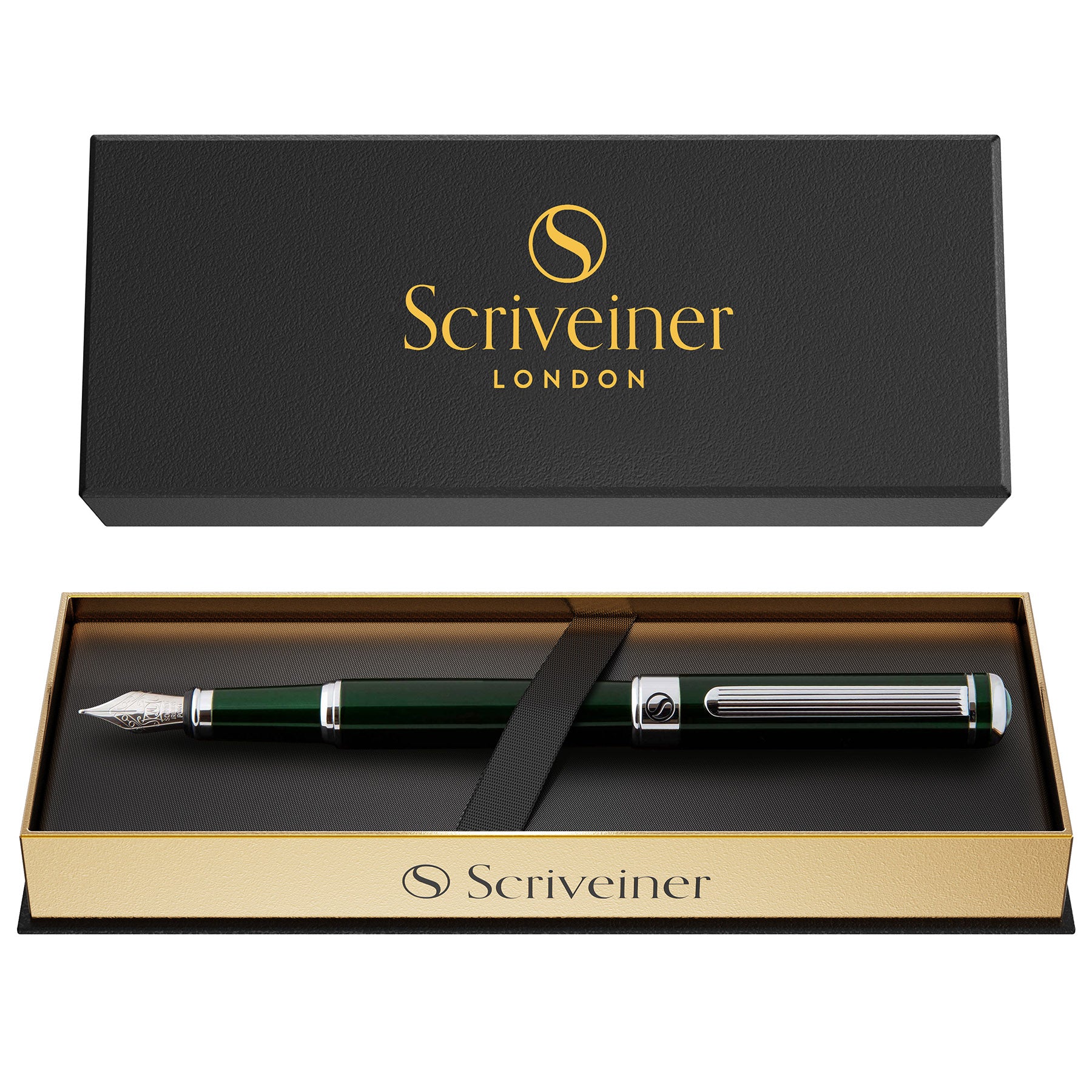 Pluma estilográfica clásica Scriveiner verde British Racing - Punta media