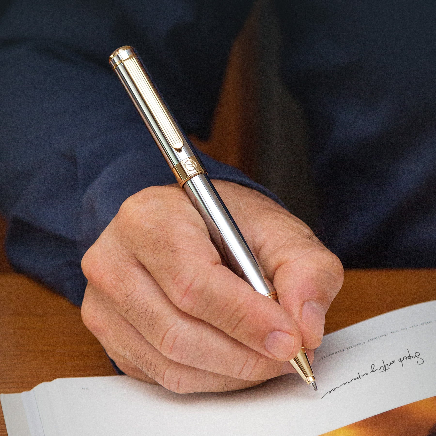 Scriveiner Klassischer Silberner Chrom-Rollerball-Stift