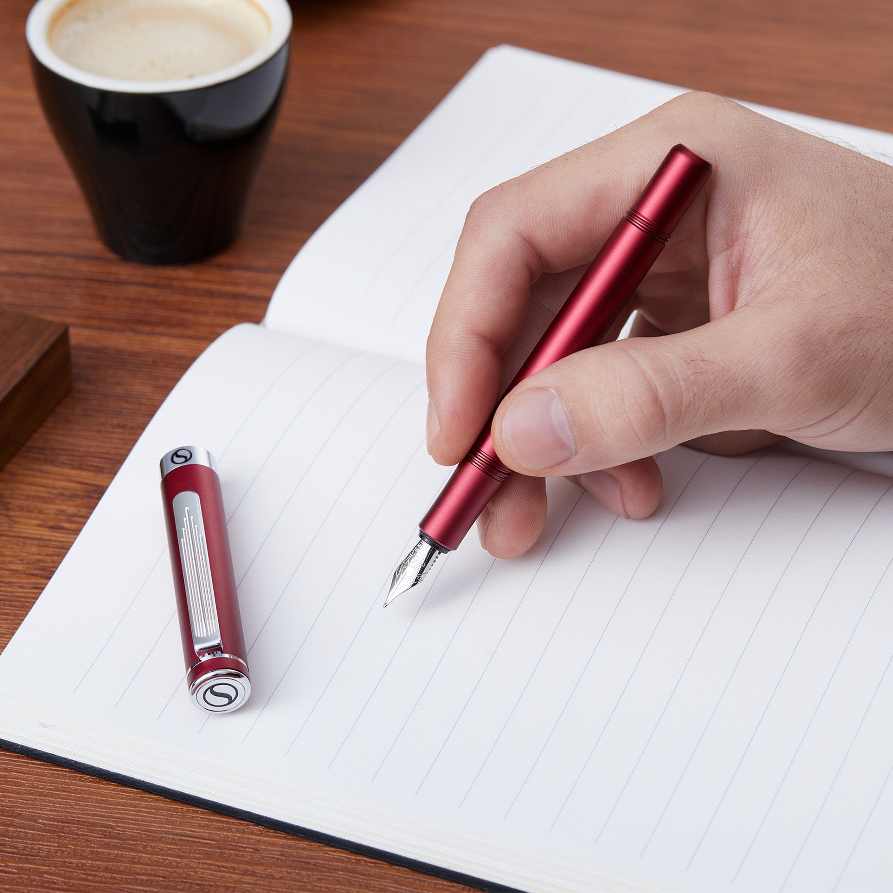 Stylo plume Scriveiner Pocket Pen rouge mat - Pointe fine