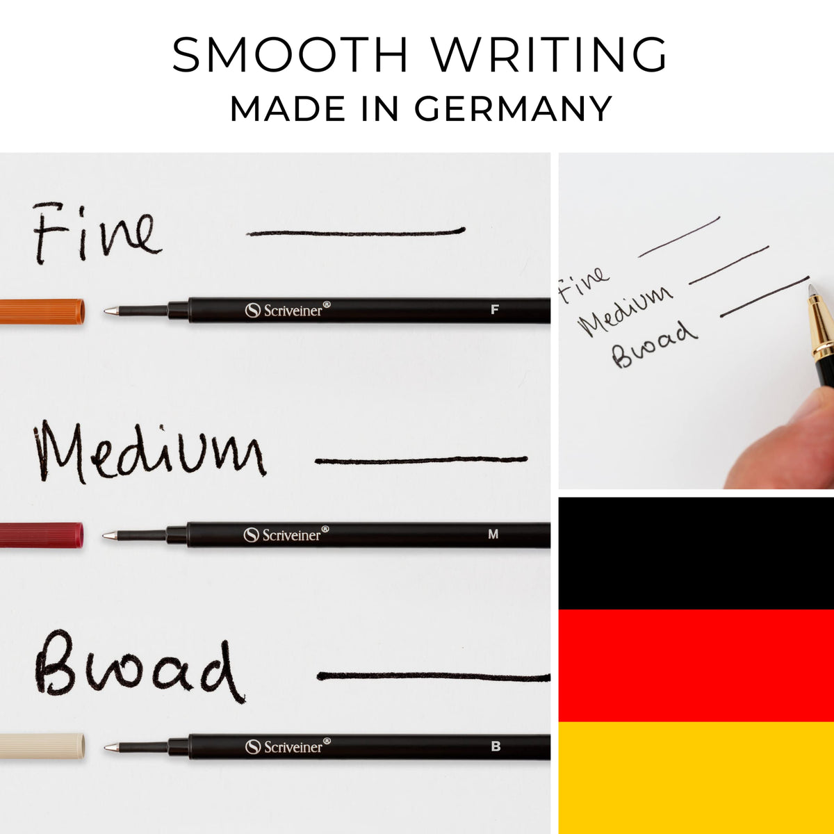 Scriveiner Black Rollerball Refill - Medium Nib