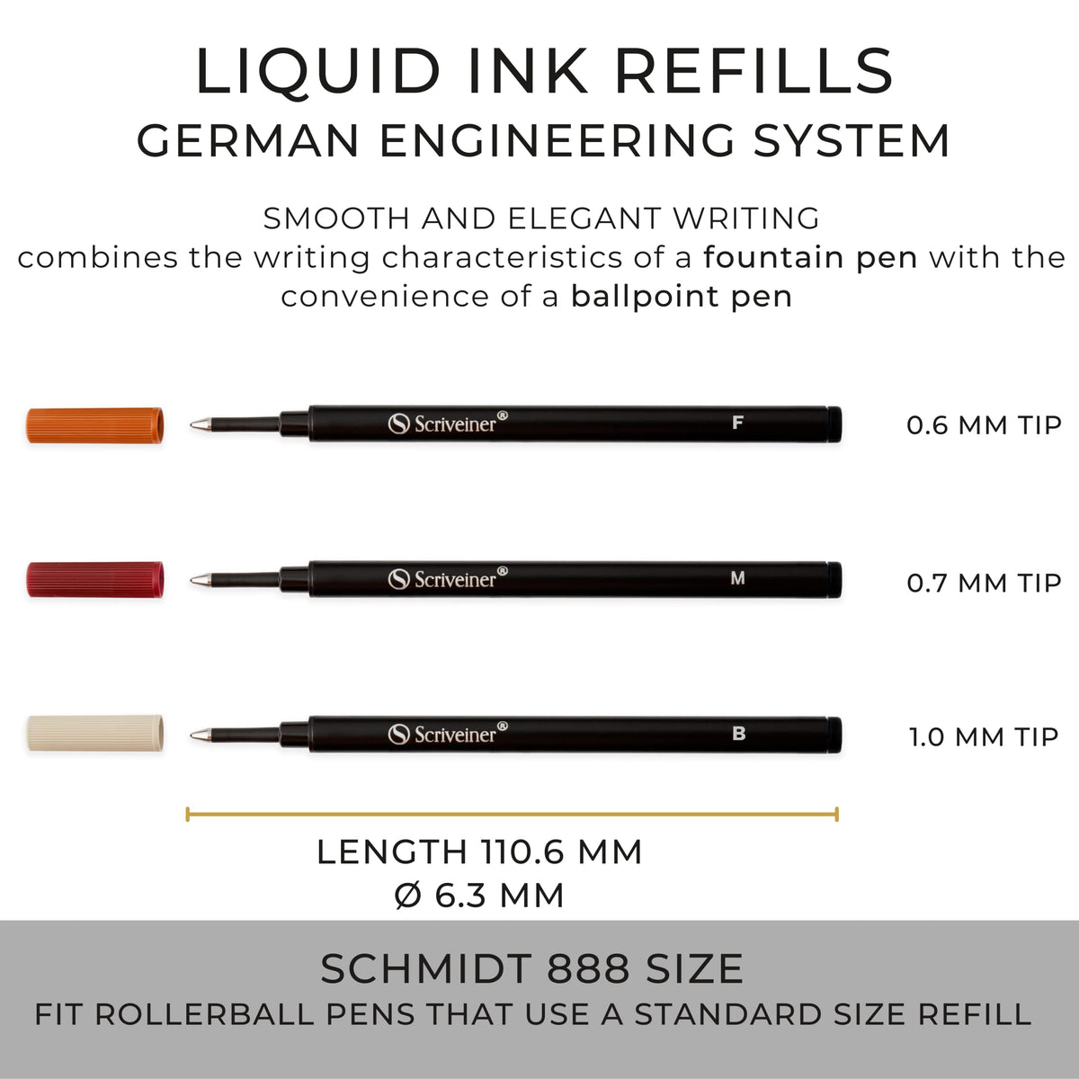 Scriveiner Blue Rollerball Refill - Broad Nib