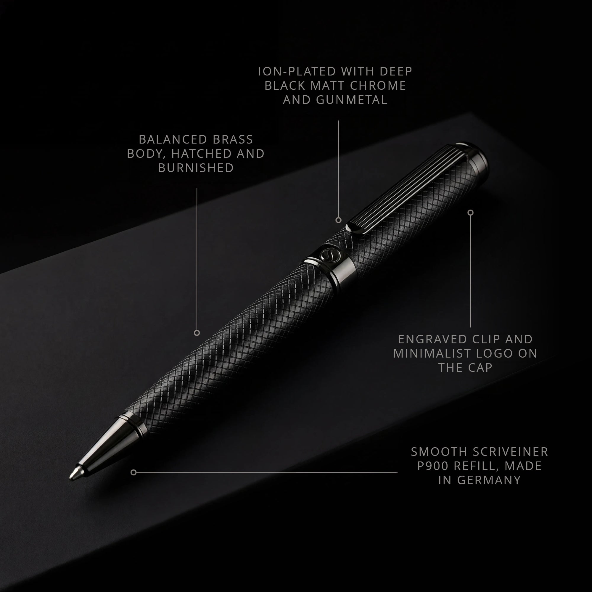 Scriveiner Classic All Black Ballpoint Pen Custom