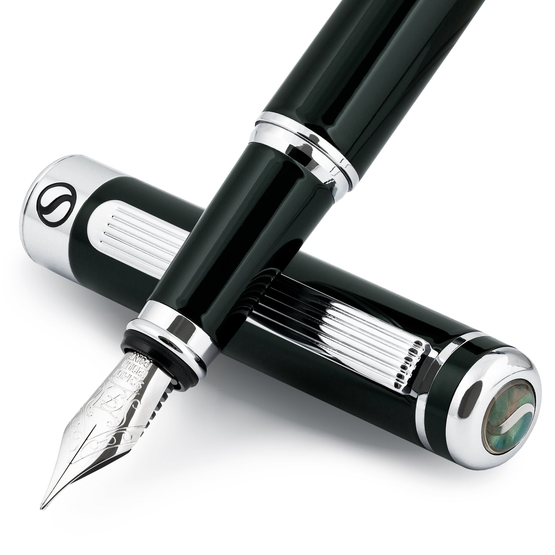 Scriveiner Classic Zwart Groen Vulpen - Fijn Vulstuk
