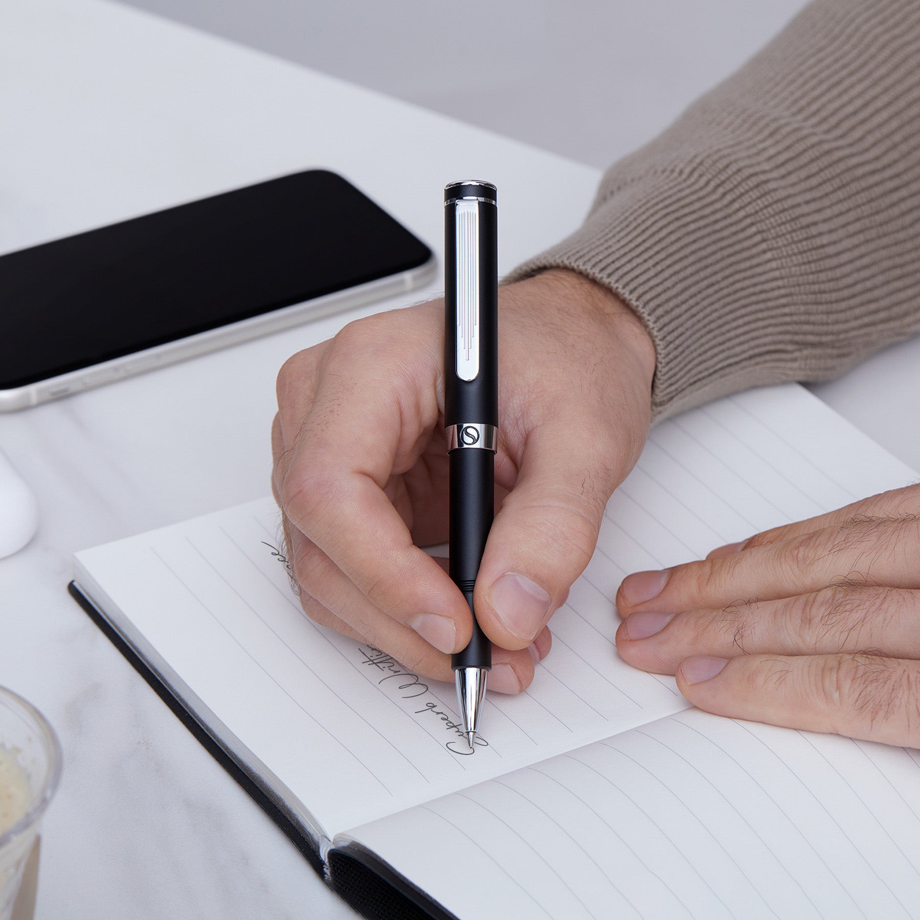 Stylo roller Scriveiner Pocket Pen chrome noir