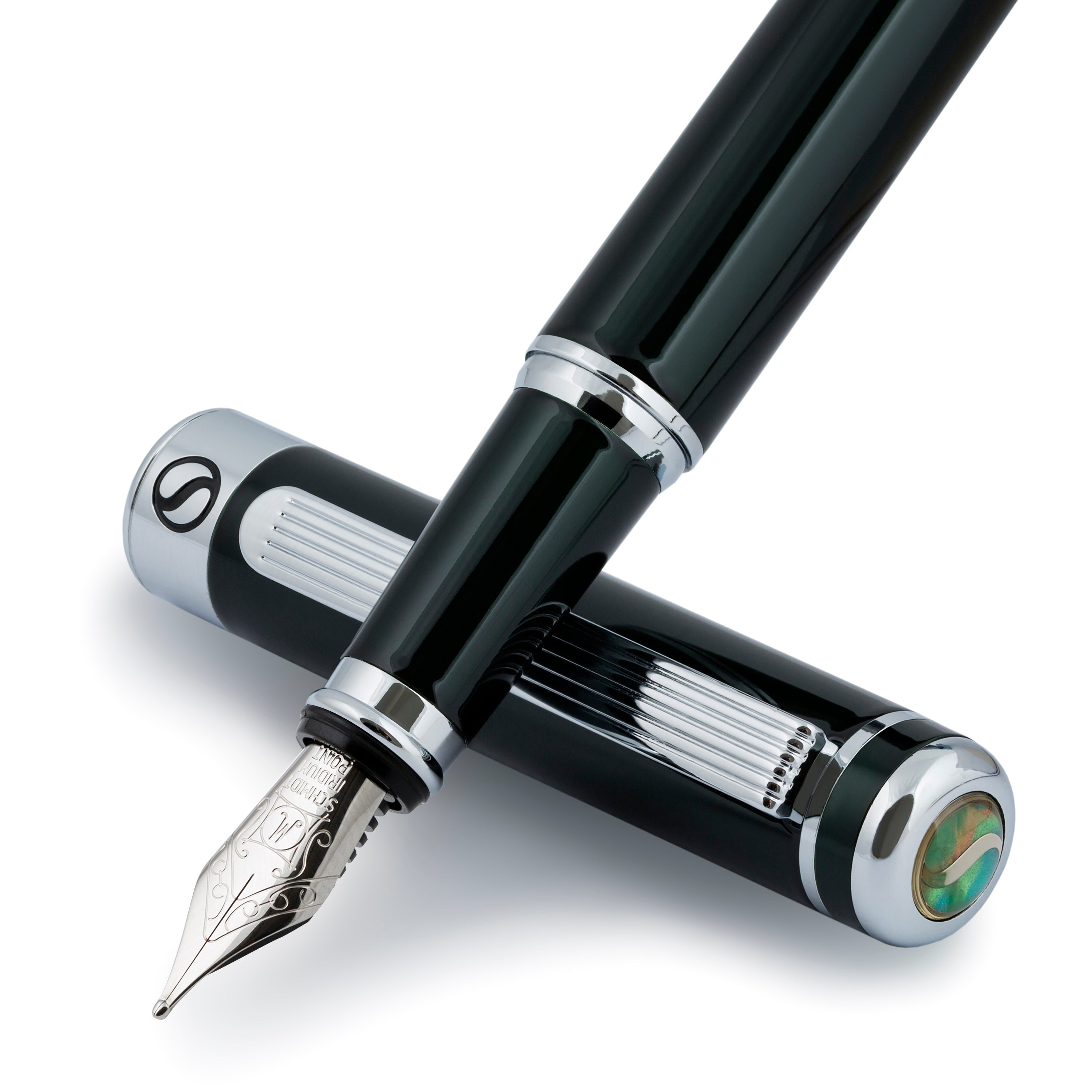Scriveiner Klassischer Füllfederhalter Schwarz Grün - Mittlere Feder
