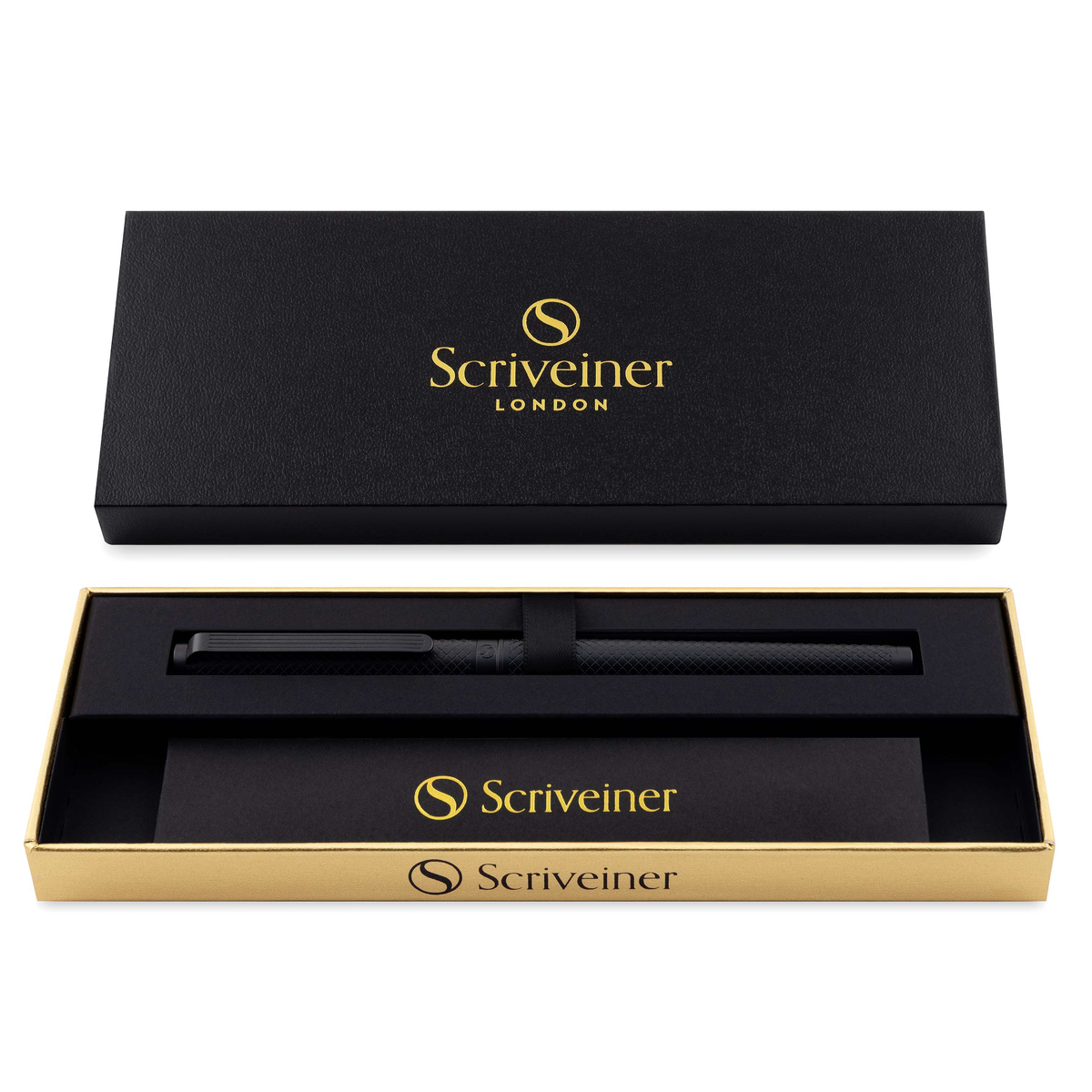 Scriveiner Premium Daily Black Carved Fountain Pen (Fine Nib)