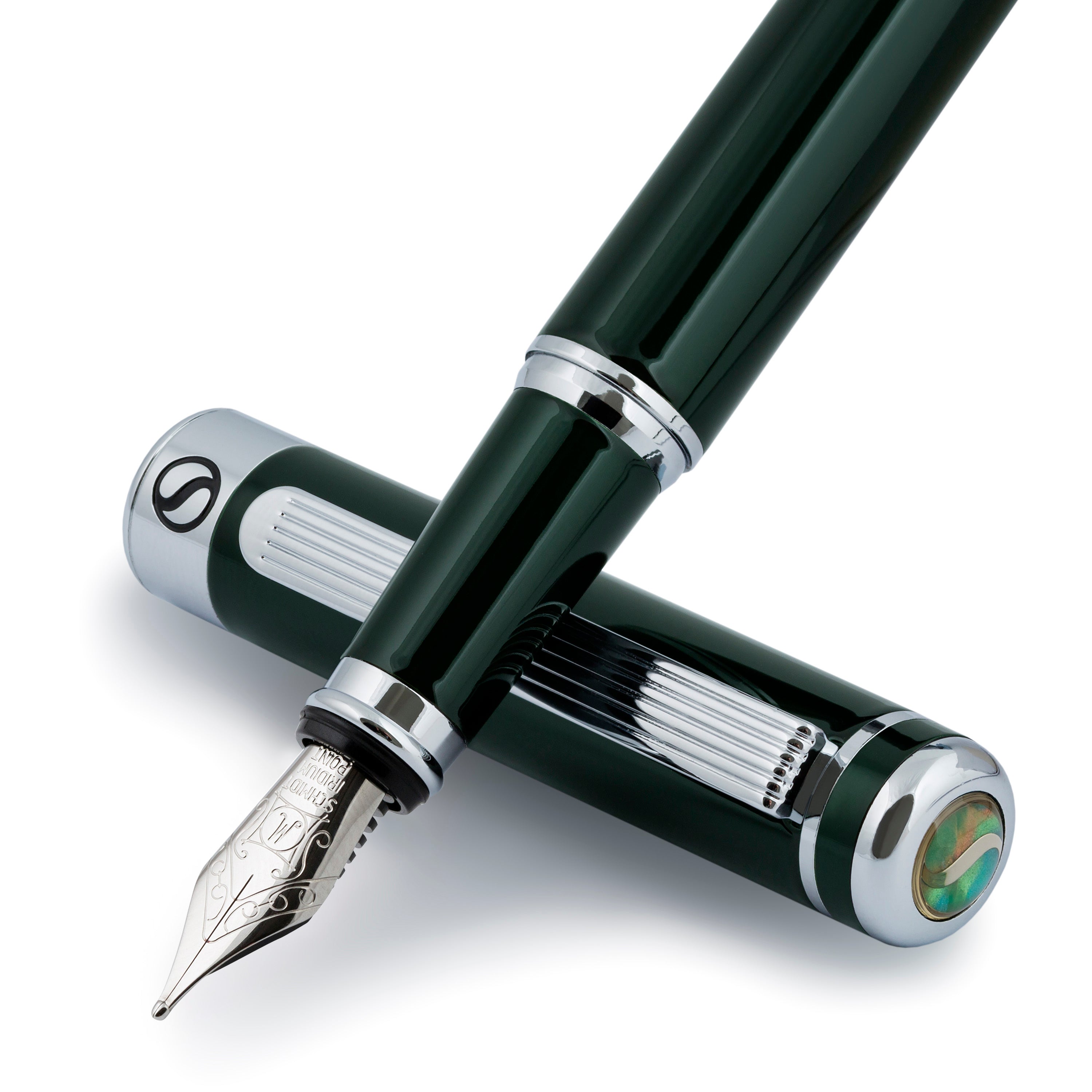 Pluma estilográfica clásica Scriveiner verde British Racing - Punta media