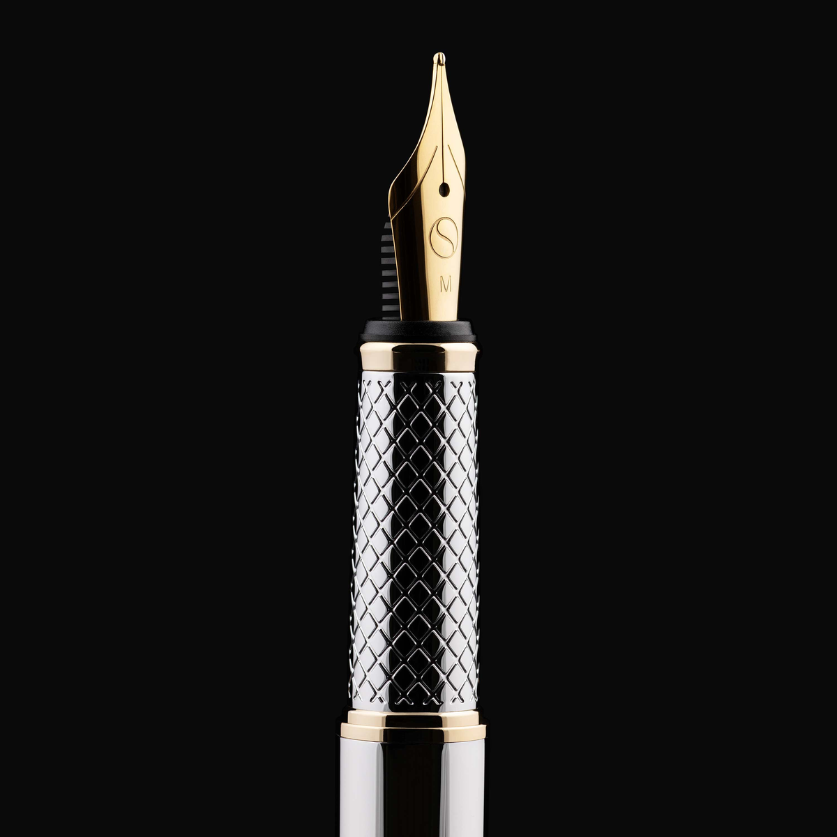 Scriveiner Premium Daily Silver Gold Fountain Pen (Medium Nib)