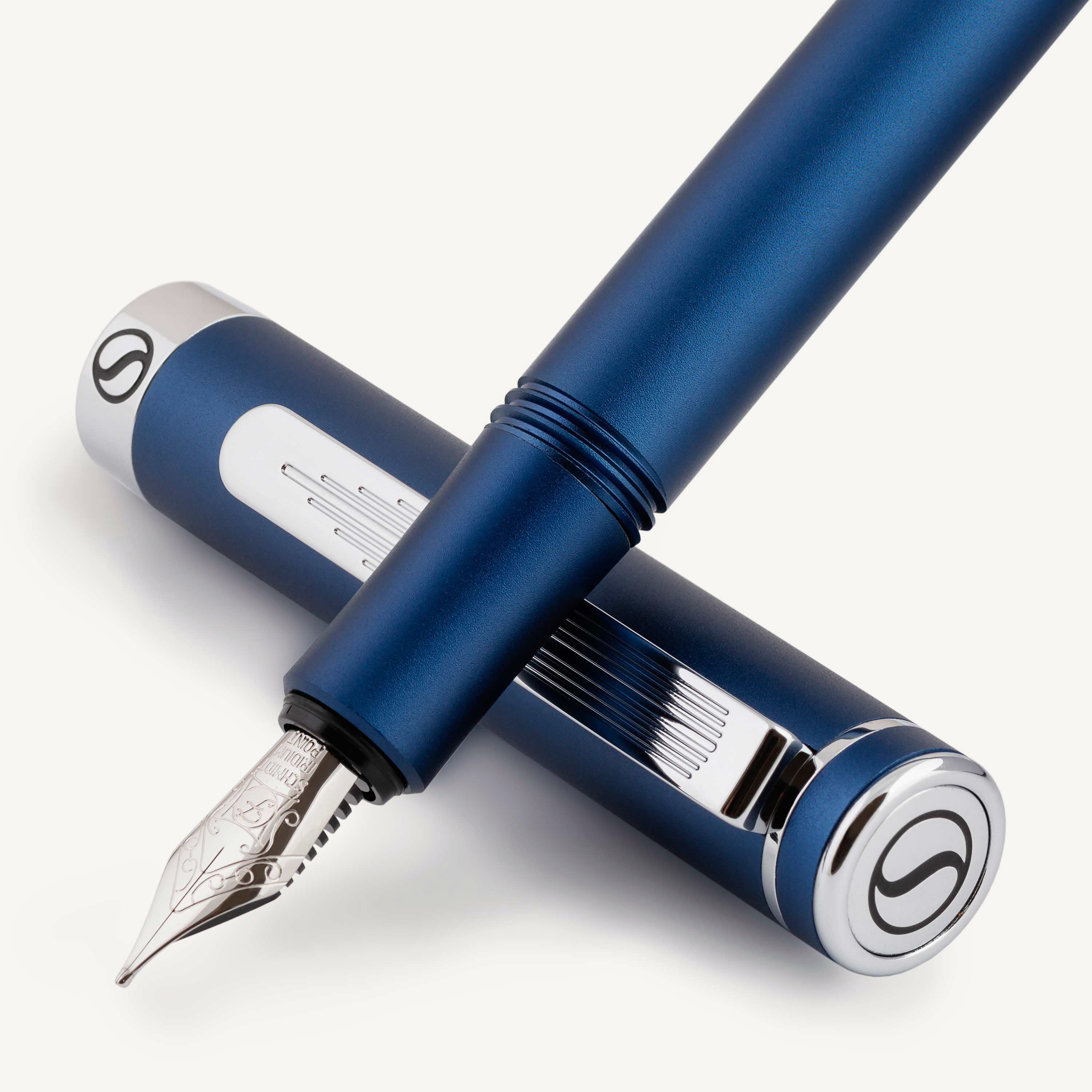 Scriveiner Pocket Pen Mat Blauw Vulpen - Fijn Vulstuk