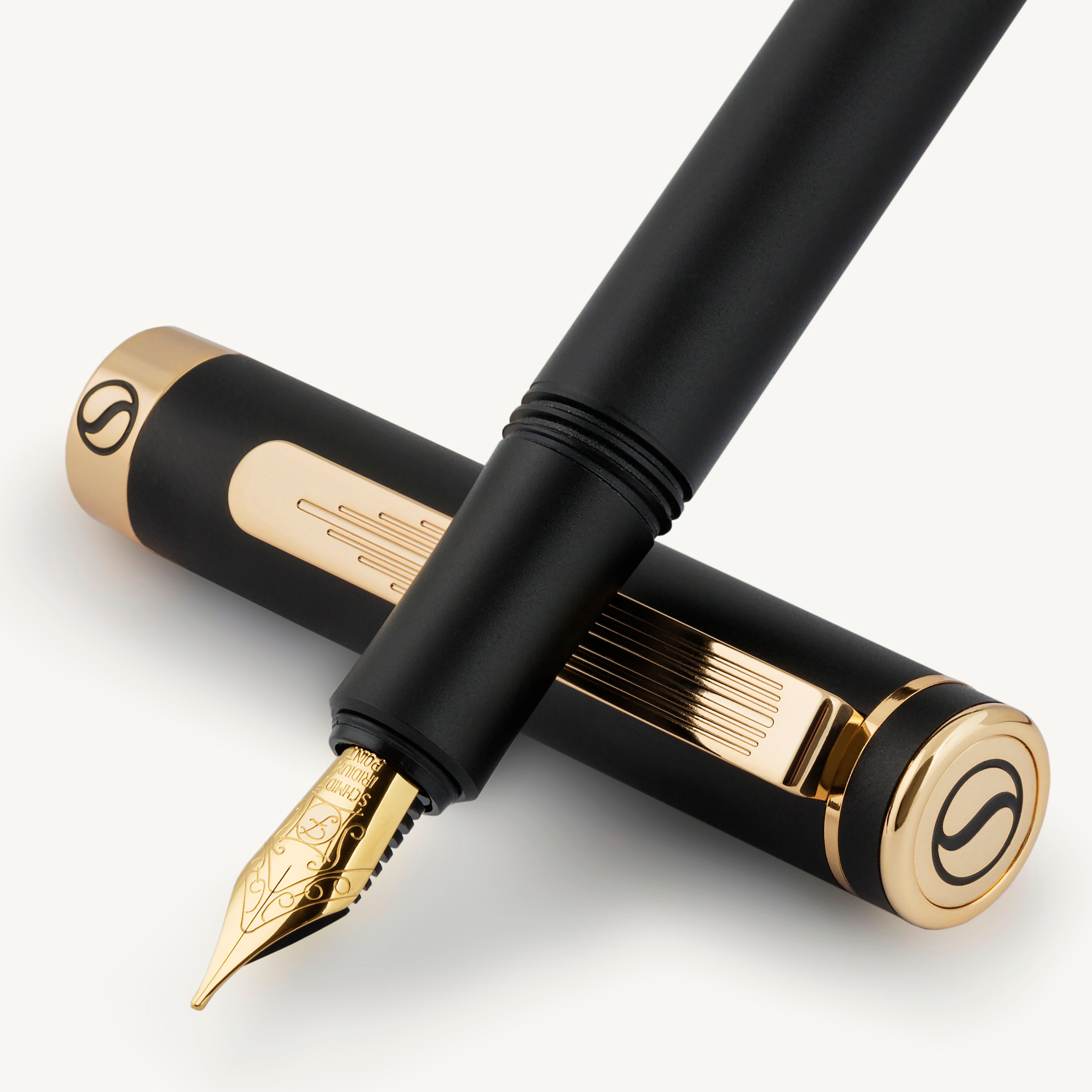 Scriveiner Pocket Pen Zwart Goud Vulpen - Fijn Vulstuk