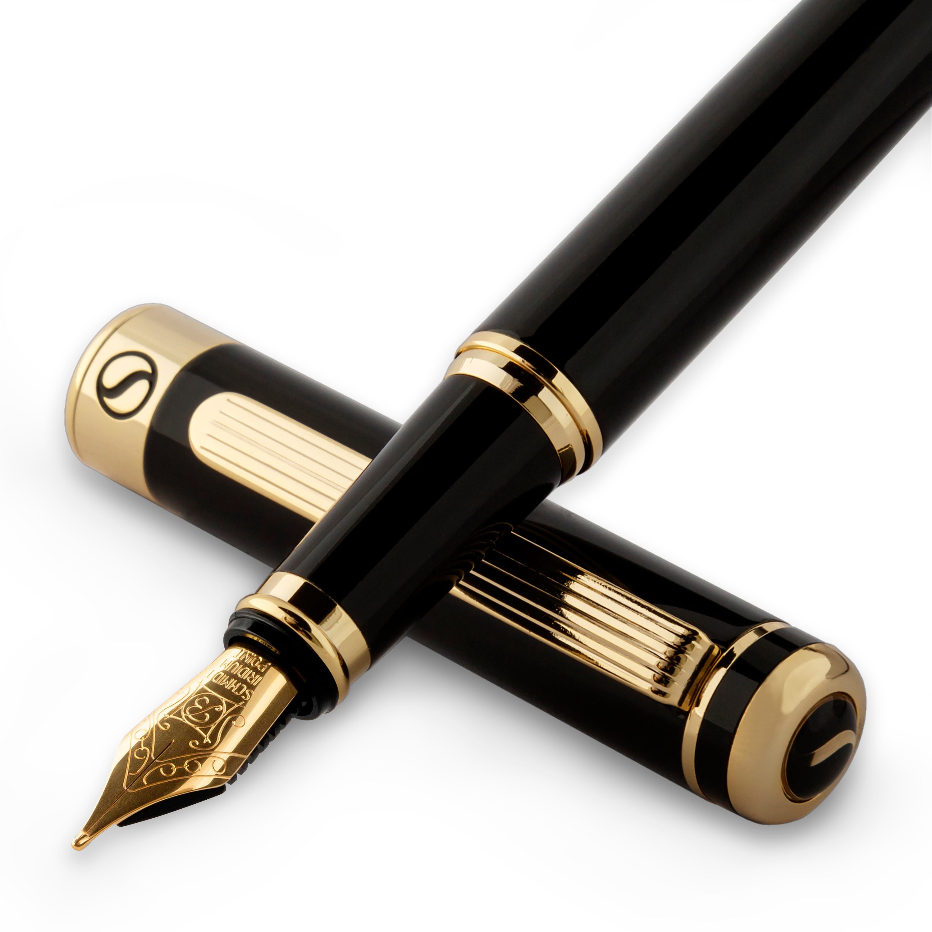 Stylo-plume classique Scriveiner laqué noir - Pointe large