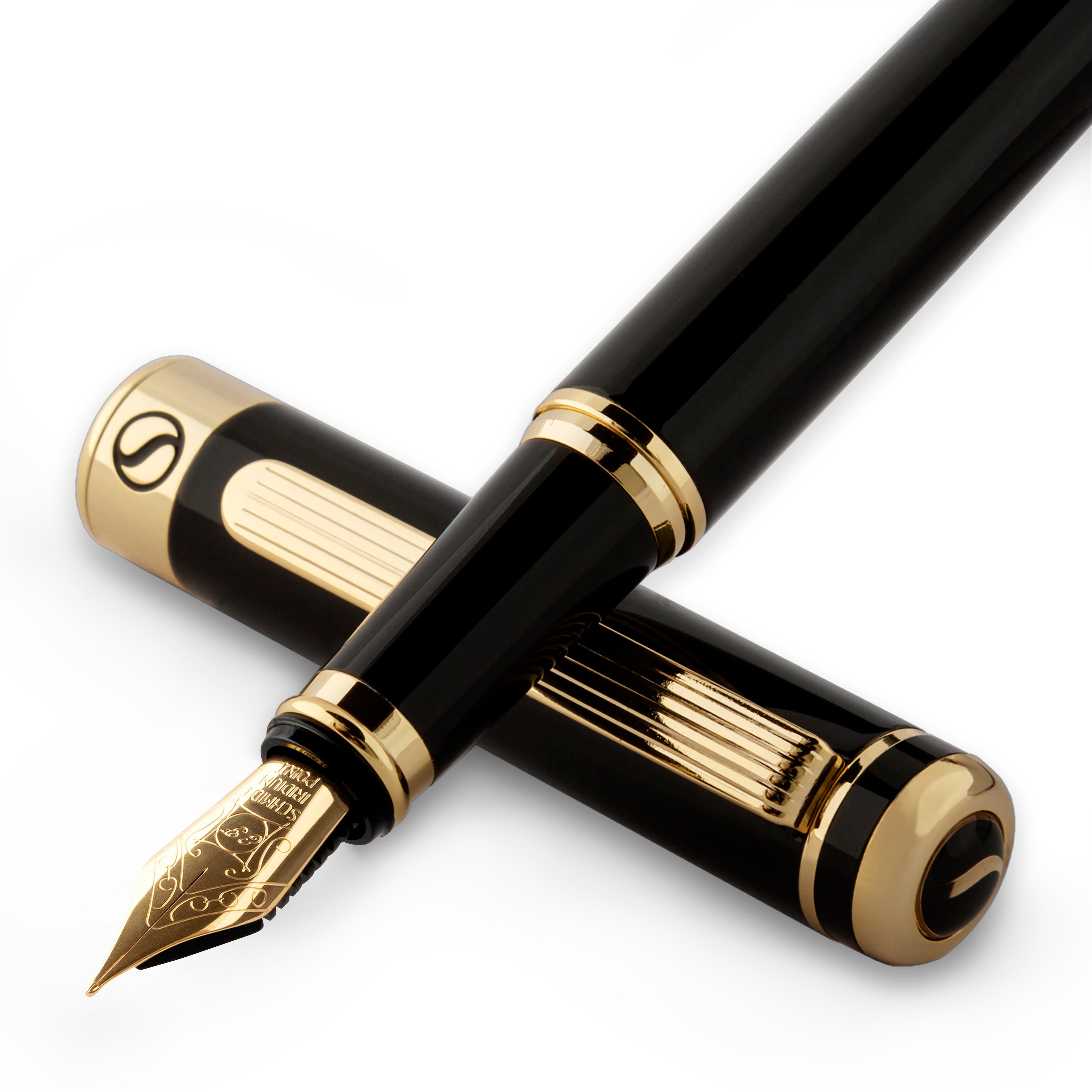 Scriveiner Klassischer Schwarzlackierter Füllfederhalter - Extra Feine Spitze