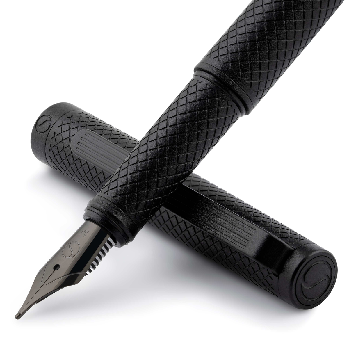 Scriveiner Premium Daily Black Carved Fountain Pen (Medium Nib)