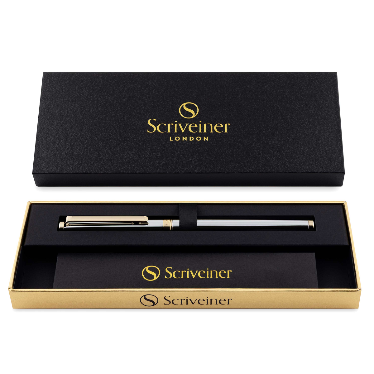 Scriveiner Premium Daily Silver Gold Fountain Pen (Fine Nib)