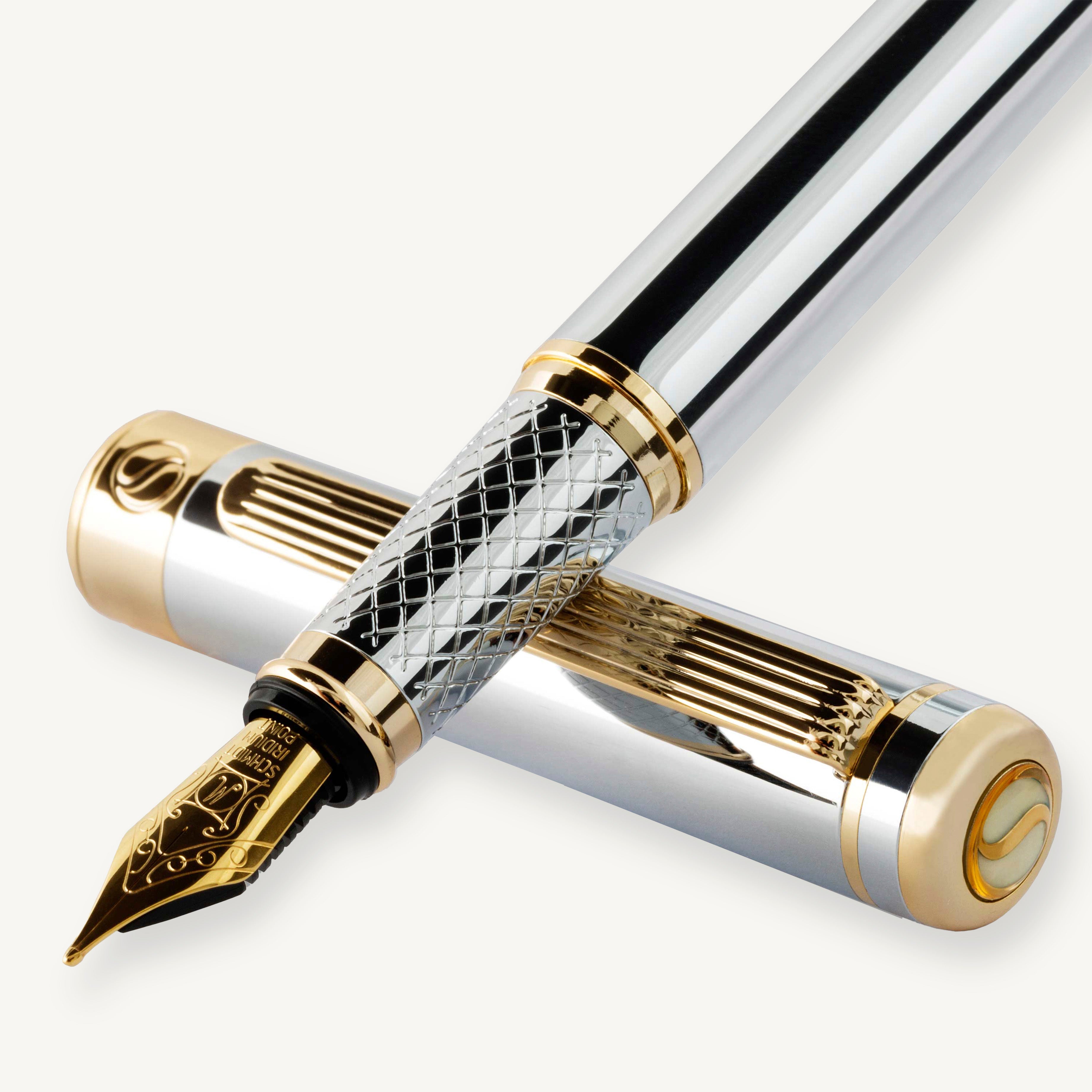 Scriveiner Classic Silver Chrome Fountain Pen - Medium Nib
