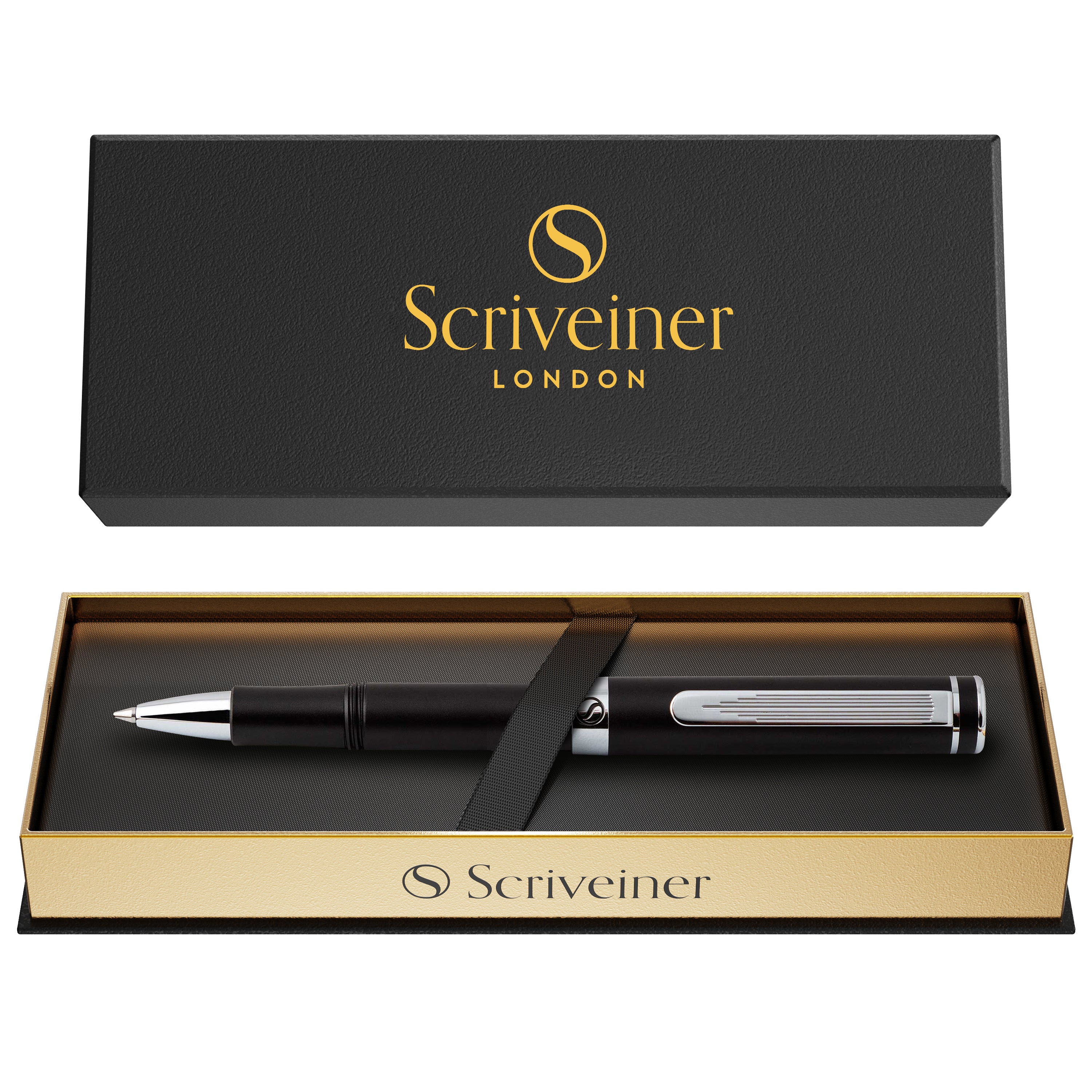 Stylo roller Scriveiner Pocket Pen chrome noir