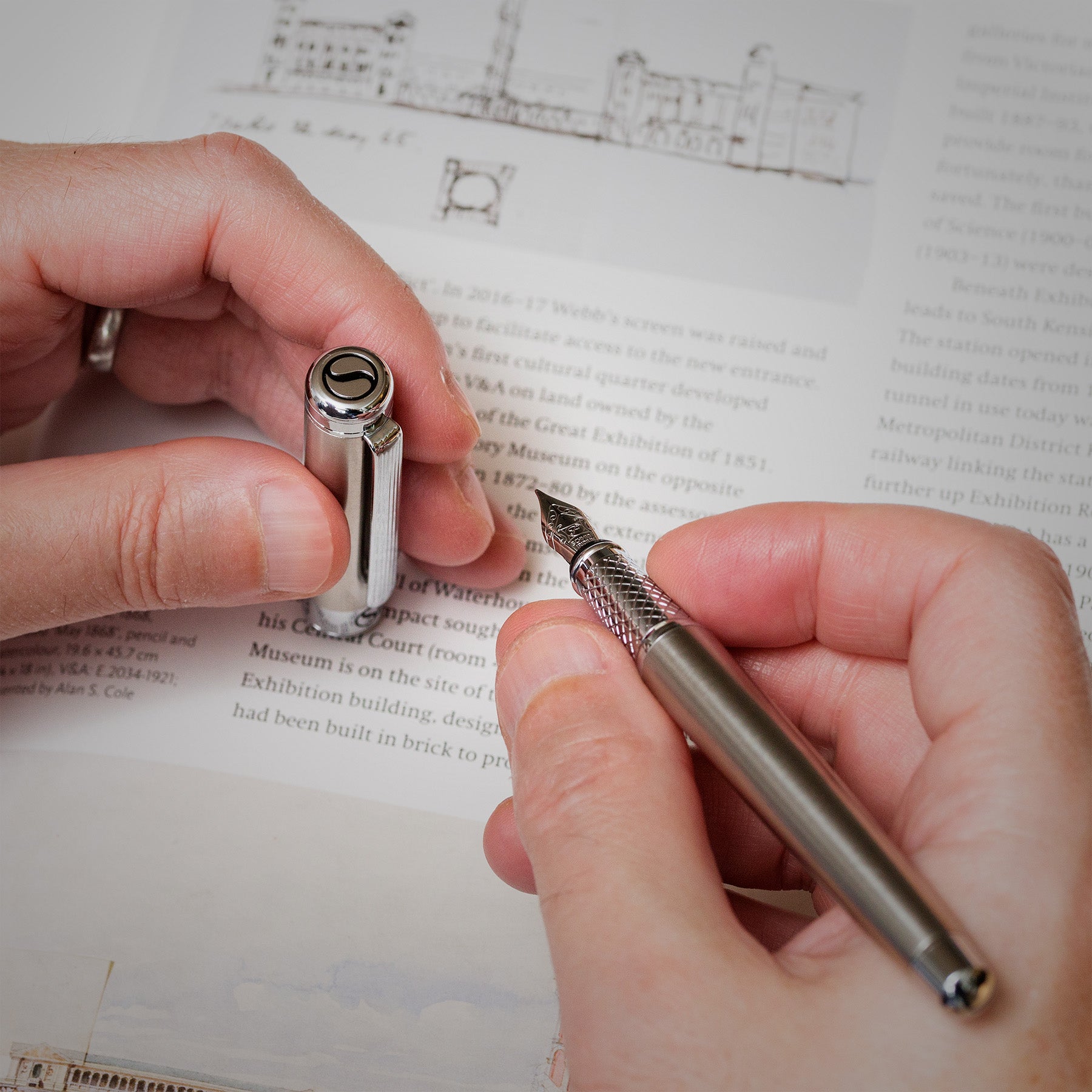 Scriveiner Classic Stainless Steel Fountain Pen - Medium Nib