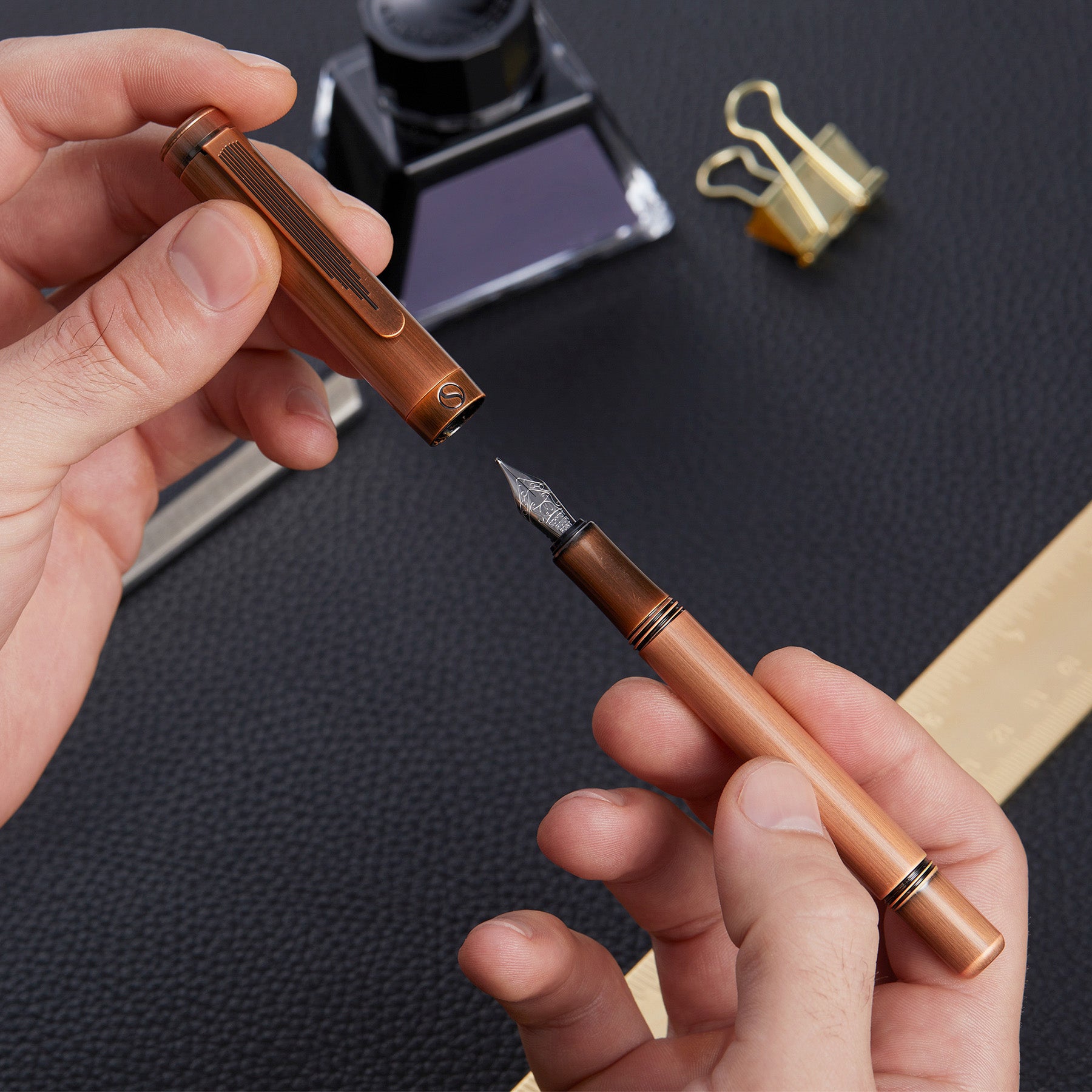 Scriveiner Pocket Pen Copper Fountain Pen - Medium Nib