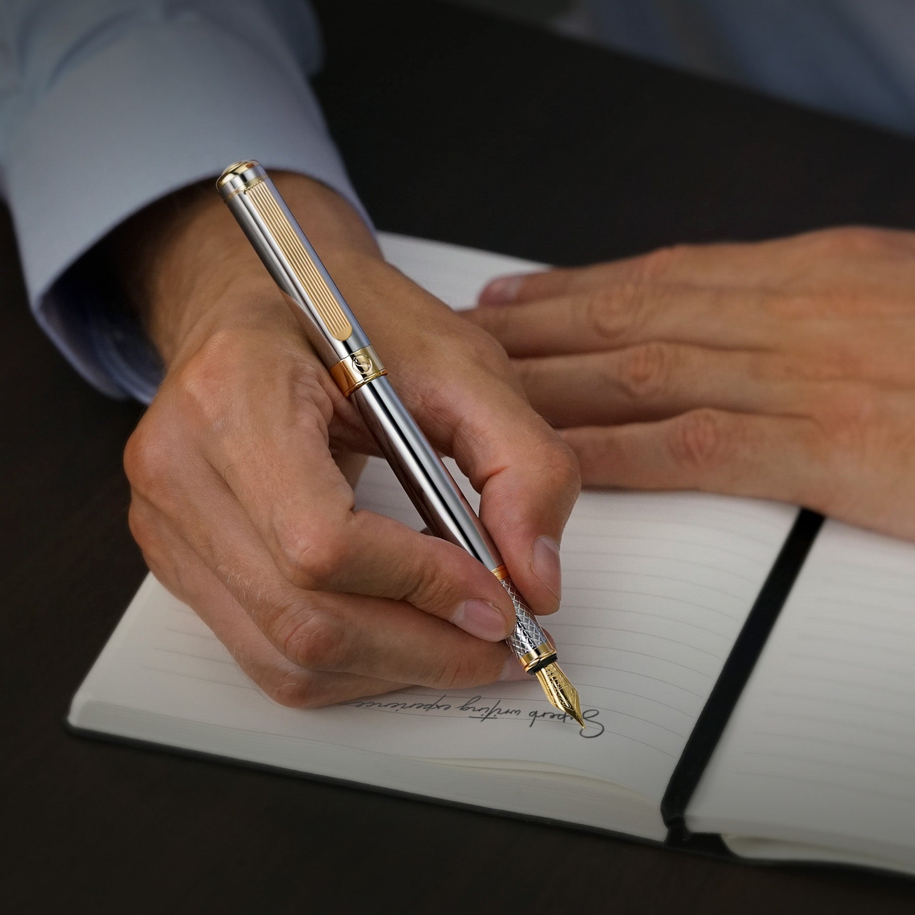 Scriveiner Classic Silver Chrome Fountain Pen - Medium Nib