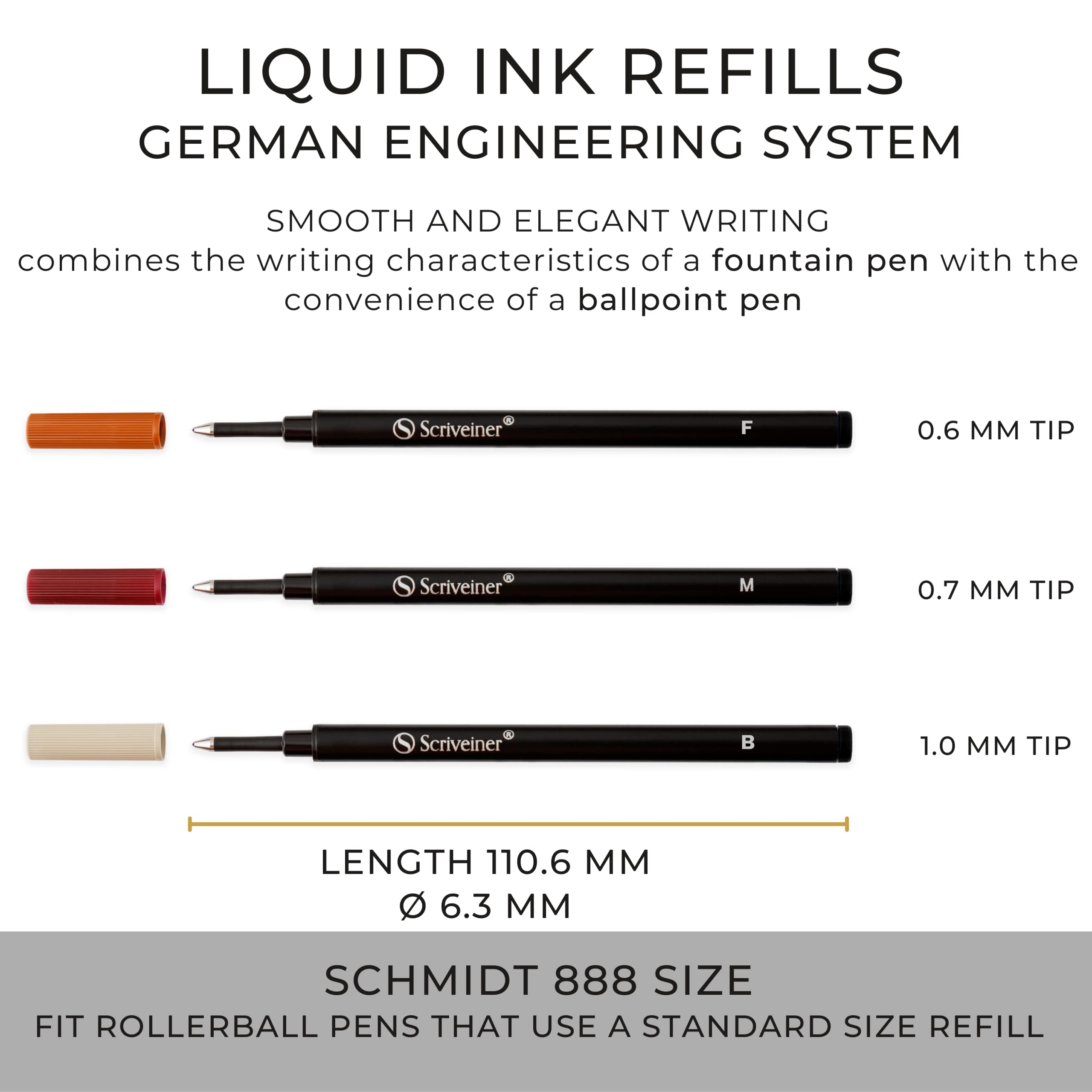 Scriveiner Schwarze Rollerball-Mine - Breite Spitze