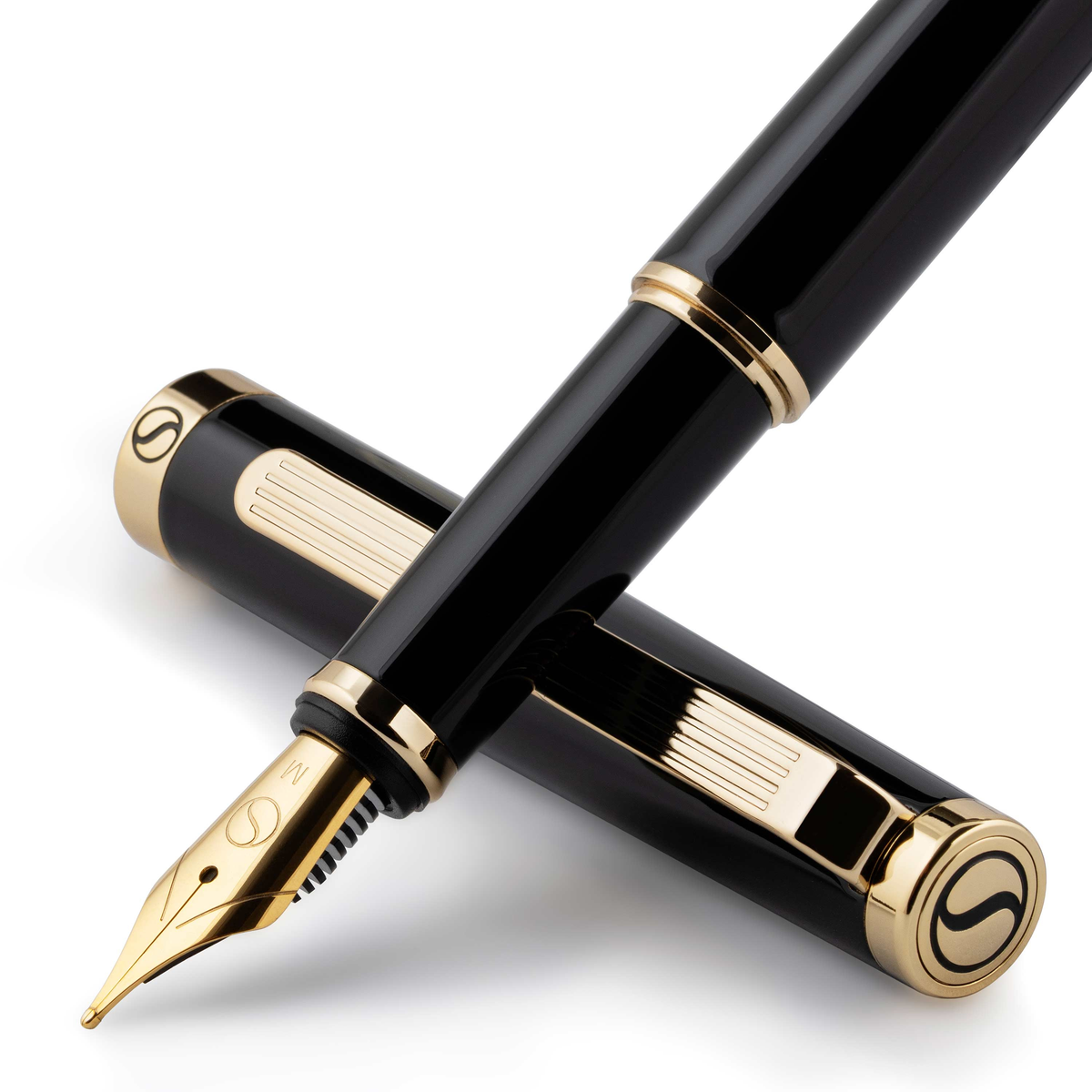 Scriveiner Premium Daily Black Gold Fountain Pen (Medium Nib)