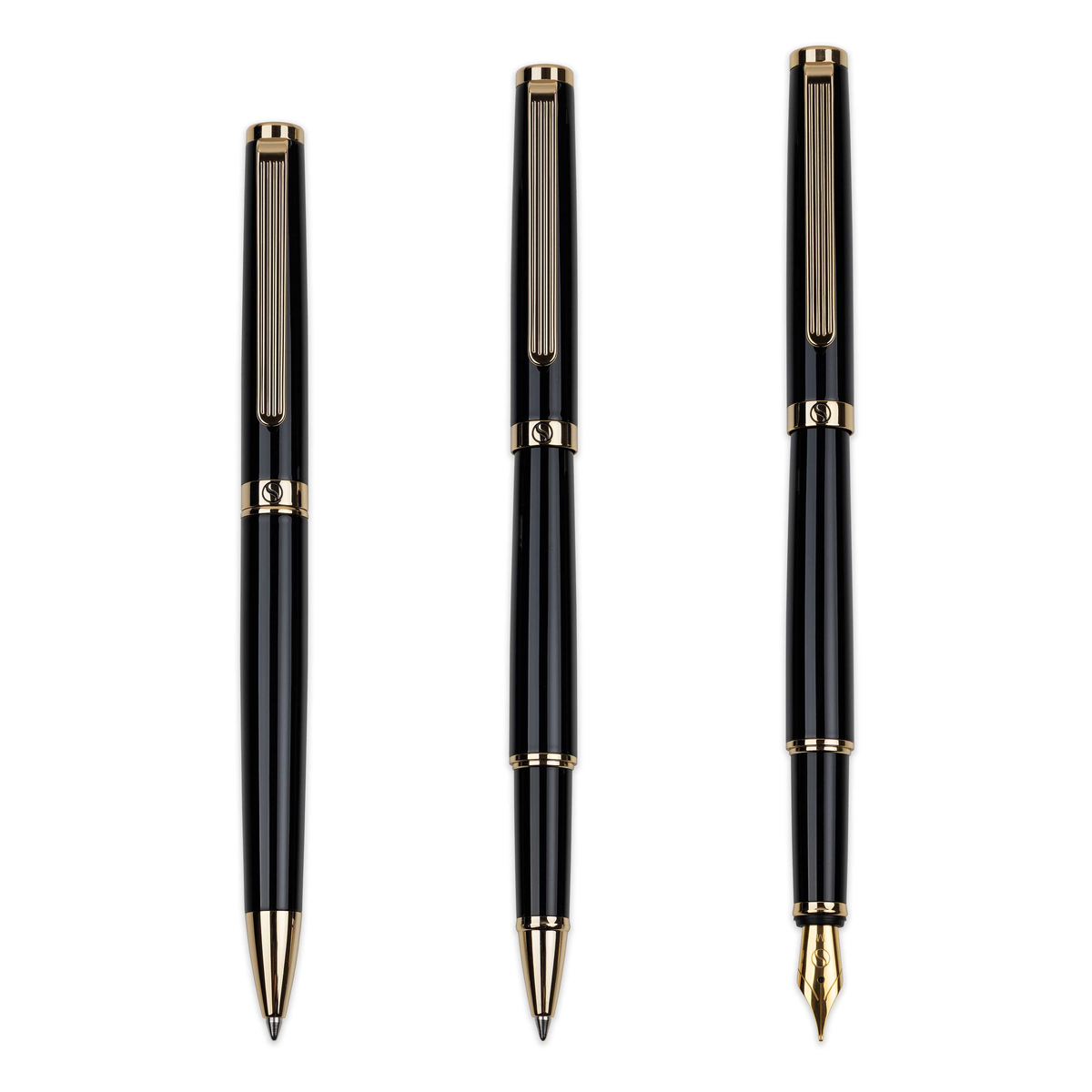Scriveiner Premium Daily Black Gold Ballpoint Pen