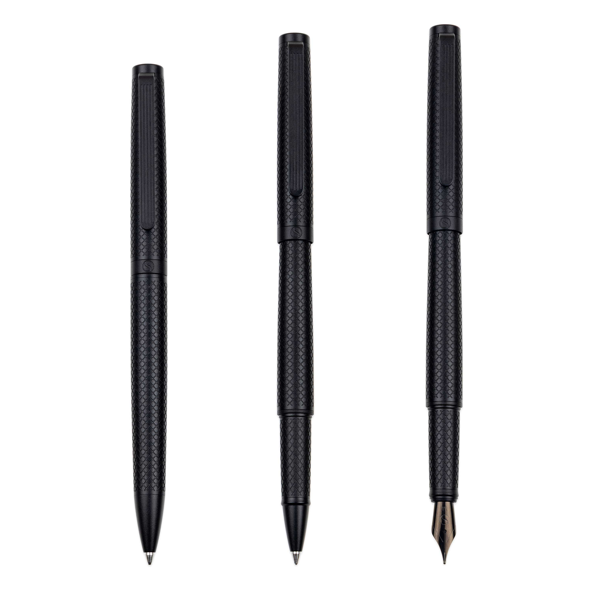 Scriveiner Premium Daily Black Carved Fountain Pen (Fine Nib)