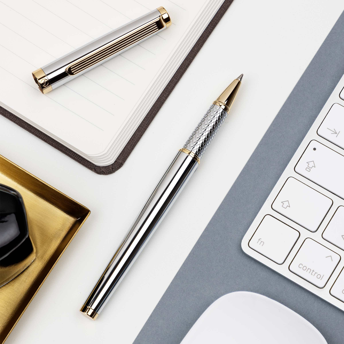 Scriveiner Premium Daily Silver Gold Rollerball Pen