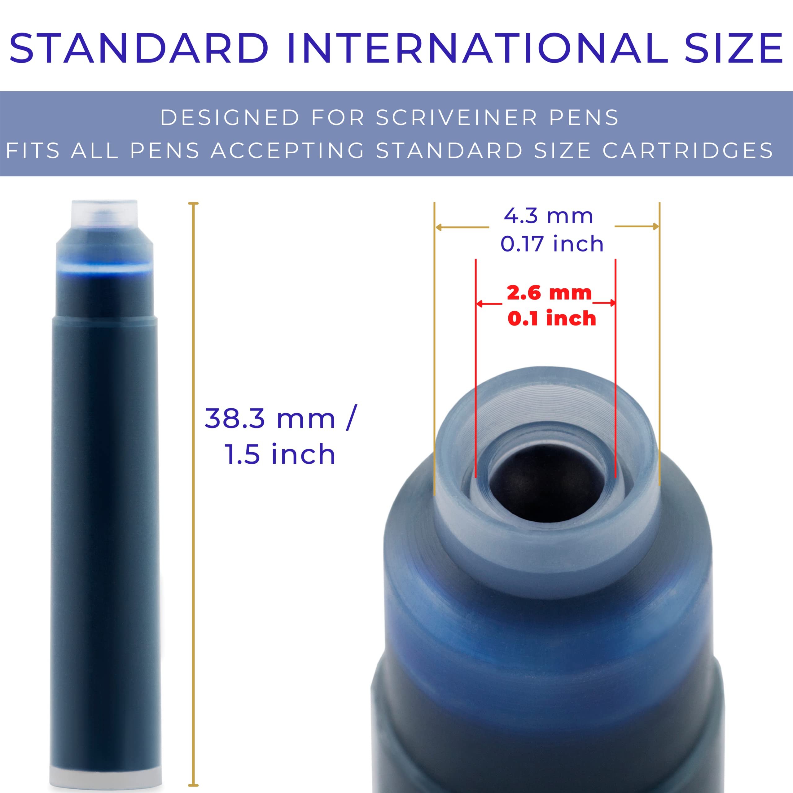 Scriveiner Blue Fountain Pen Ink Cartridges